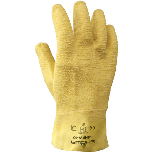 General purpose natural rubber fully-coated 10″ gauntlet cuff yellow wrinkle-finish/large - Industrial Tool & Supply