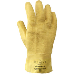 General purpose natural rubber fully-coated 10″ gauntlet cuff yellow wrinkle-finish/large - Industrial Tool & Supply