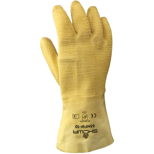 General purpose natural rubber fully-coated 12″ gauntlet cuff yellow wrinkle-finish/large - Industrial Tool & Supply