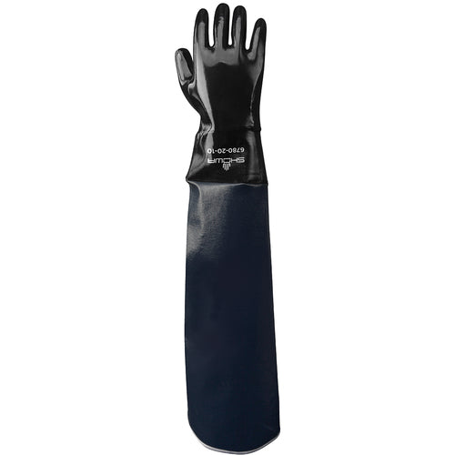 Chemical resistant 12″ fully coated neoprene gauntlet 20″ nitrile laminated shoulder length sleeve black/L - Industrial Tool & Supply