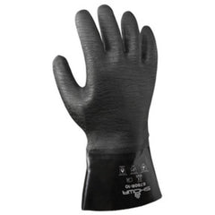 Chemical resistant neoprene fully coated heavyweight 12″ gauntlet black rough finish/large - Industrial Tool & Supply