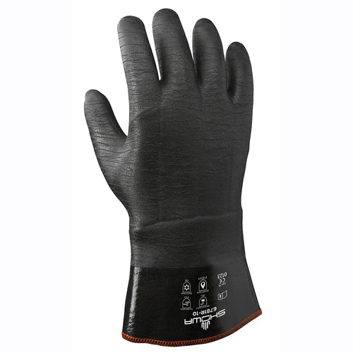 Insulated fully coated neoprene 12″ gauntlet black rough finish/large - Industrial Tool & Supply