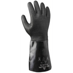 Chemical resistant neoprene fully coated heavyweight 14″ gauntlet black rough finish/large - Industrial Tool & Supply