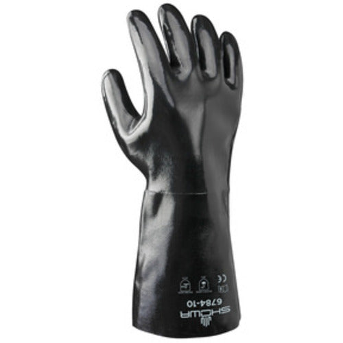Chemical resistant neoprene fully coated heavyweight 14″ gauntlet black smooth finish/large - Industrial Tool & Supply