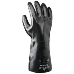 Chemical resistant neoprene fully coated heavyweight 14″ gauntlet black smooth finish/large - Industrial Tool & Supply