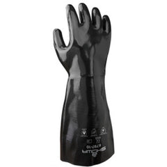 Chemical resistant neoprene fully coated heavyweight elbow-length gauntlet black smooth/large - Industrial Tool & Supply