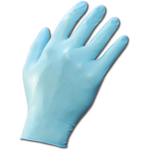 ‎Disposable low-powder low-modulus 100%-nitrile 9-1/2″ 4-mil rolled cuff blue/medium - Industrial Tool & Supply