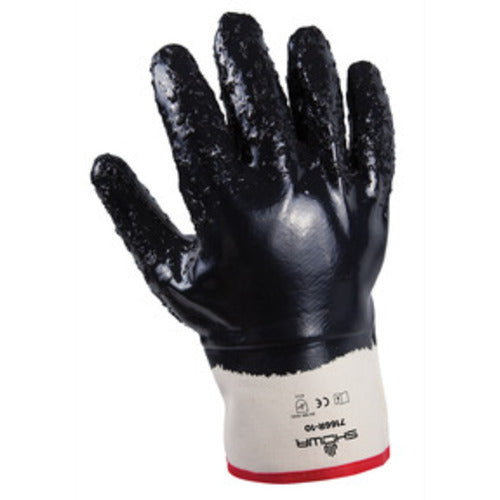 General purpose nitrile coated navy fully coated rubberized safety cuff rough finish/large - Industrial Tool & Supply