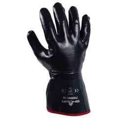 General purpose nitrile-coated navy fully-coated with sewn-on 5″ impregnated cuff/large - Industrial Tool & Supply