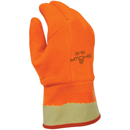 Insulated PVC fully coated vinyl safety cuff wrinkle finish safety orange/large - Industrial Tool & Supply