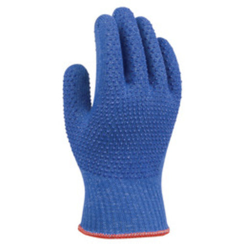 Cut resistant 10-gauge seamless cut-resistant engineered composite yarn PVC dotted both sides enhanced wet grip blue ANSI CUT LEVEL 4/large - Industrial Tool & Supply