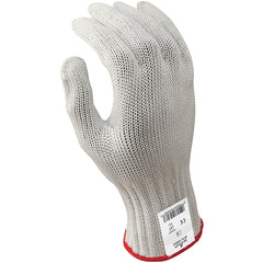 Cut resistant 7-gauge seamless knit PVC dotted left hand engineered fiber w/four strands of stainless steel white ANSI CUT LEVEL 5/large - Industrial Tool & Supply