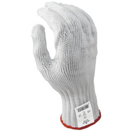 Cut resistant 7-gauge seamless knit engineered fiber w/four strands of stainless steel white ambidextrous ANSI CUT LEVEL 5/L - Industrial Tool & Supply
