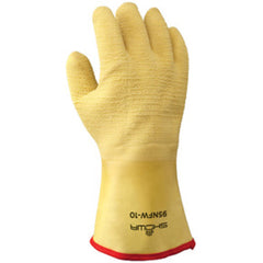 Insulated fully coated natural rubber 12″ gauntlet yellow wrinkle finish cotton jersey with triple layered foam insulation/large - Industrial Tool & Supply
