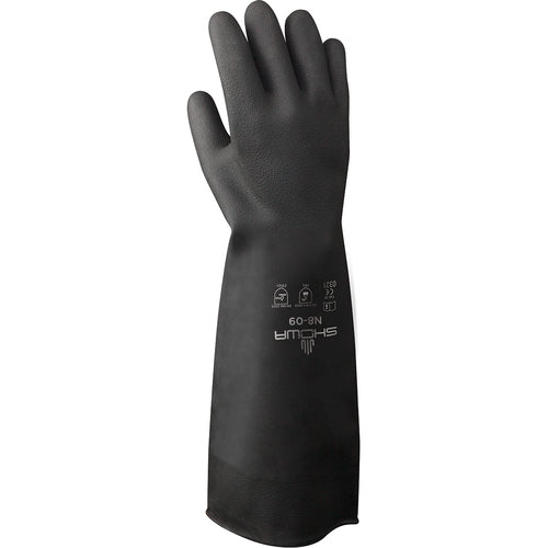 Chemical resistant unsupported neoprene 18″ 30-mil black unlined textured grip rolled cuff/medium - Industrial Tool & Supply
