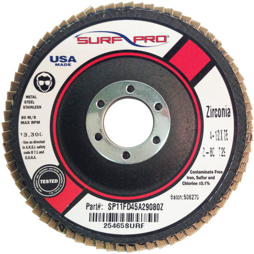 ‎4 1/2″ × 5/8″-11-36 Grit - Zirc Plus Coated Abrasive - Type 29 Flap Disc - Industrial Tool & Supply