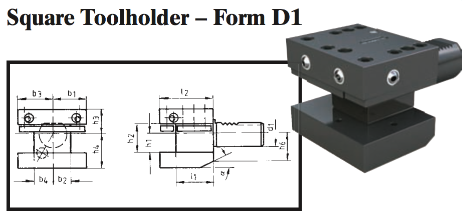 VDI Square Toolholder - Form D1 - Part #: CNC86 41.5032 - Industrial Tool & Supply