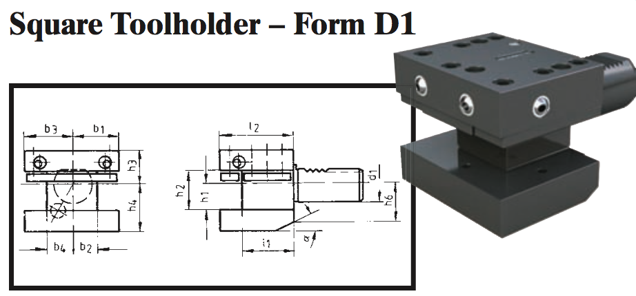 VDI Square Toolholder - Form D1 - Part #: CNC86 41.6032 - Industrial Tool & Supply