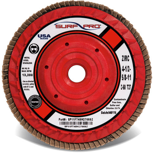 ‎6″ × 5/8″-11 - 40 Grit - Zirconia - Type 27 - Trimmable Back - Flap Disc - Industrial Tool & Supply