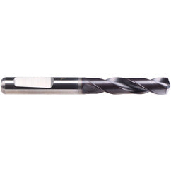 #21 Dia. × 6 mm Shank × 24 mm Flute Length × 66 mm OAL, 140°, TiAlN-TA14, 2 Flute, External Coolant, HE Solid Carbide Drill - Industrial Tool & Supply