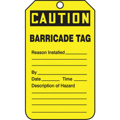 Barricade Tag, Caution Barricade Tag, 25/Pk, Cardstock - Industrial Tool & Supply