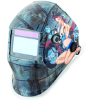 #41295 - Solar Powered Auto Darkening Welding Helment; Motorcycle Pin Up Girl Graphics - Industrial Tool & Supply