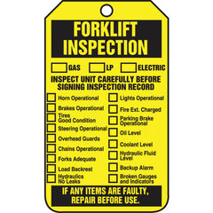 Forklift Tag, Forklift Inspection (Checklist)/Forklift Inspect, 25/Pk, Cardstock - Industrial Tool & Supply