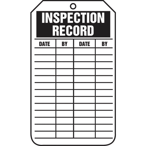 Inspection Record Tag, Inspection Record, 25/Pk, Cardstock - Industrial Tool & Supply