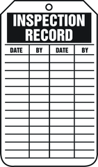 Inspection Record Tag, Inspection Record, 25/Pk, Plastic - Industrial Tool & Supply