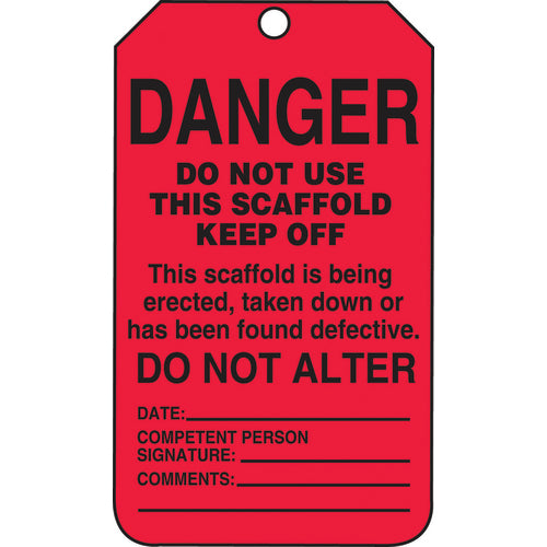 Scaffold Tag, Danger Do Not Use This Scaffold Keep Off, 25/Pk, Cardstock - Industrial Tool & Supply