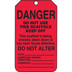 Scaffold Tag, Danger Do Not Use This Scaffold Keep Off, 25/Pk, Cardstock - Industrial Tool & Supply