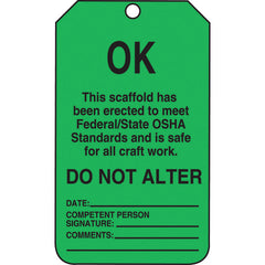 Scaffold Tag, OK This Scaffold Has Been Erected To Meet Federal, 25/Pk, Cardstock - Industrial Tool & Supply