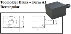 VDI Toolholder Blank - Form A1 Rectangular - Part #: CNC86 B20.50.60.60 - Industrial Tool & Supply