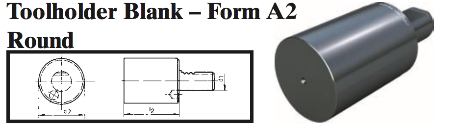 VDI Toolholder Blank - Form A2 Round - Part #: CNC86 B50.98.400 - Industrial Tool & Supply