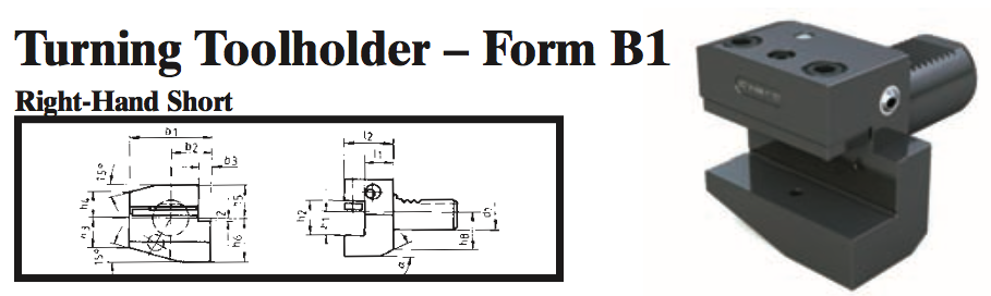 VDI Turning Toolholder - Form B1 (Right-Hand Short) - Part #: CNC86 21.1612 - Industrial Tool & Supply