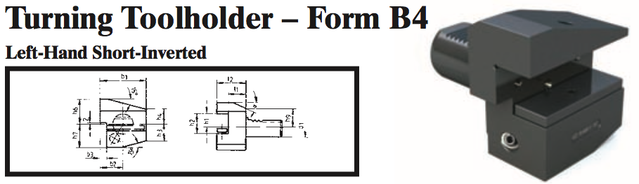 VDI Turning Toolholder - Form B4 (Left-Hand Short-Inverted) - Part #: CNC86 24.2016 - Industrial Tool & Supply