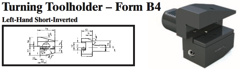 VDI Turning Toolholder - Form B4 (Left-Hand Short-Inverted) - Part #: CNC86 24.1612.1 - Industrial Tool & Supply