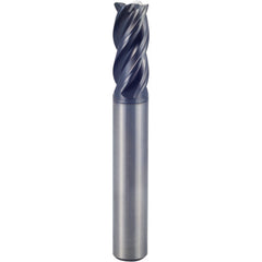 1/2″ × 1/2″ × 1″ × 3″ 4 Flute 0.0900'' C/R Carbide End Mill-Plain Shank - Y-Coating - Exact Industrial Supply