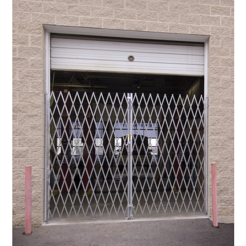 Double Fold Scissor Gate Galv 120L × 84H - Exact Industrial Supply