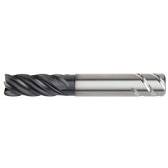 1x1x1-1/4x3-1/4x6 .060R 5FL Carbide End Mill-Round Shank-AlTiN - Industrial Tool & Supply
