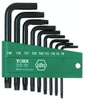 9 Piece - T8; T9; T10; T15; T20; T25; T27; T30; T40 - Black Finish - Torx L-Key Short Arm Set & Holder - Industrial Tool & Supply