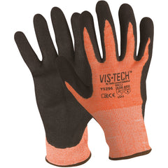 FLEXTECH Size L Hi-Vis ANSI 4 Nitrile Palm Glove Y9296L - Industrial Tool & Supply