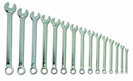 Snap-On/Williams Fractional Combination Wrench Set -- 15 Pieces; 12PT Satin Chrome; Includes Sizes: 5/16; 3/8; 7/16; 1/2; 9/16; 5/8; 11/16; 3/4; 13/16; 7/8; 15/16; 1; 1-1/16; 1-1/8; 1-1/4" - Industrial Tool & Supply