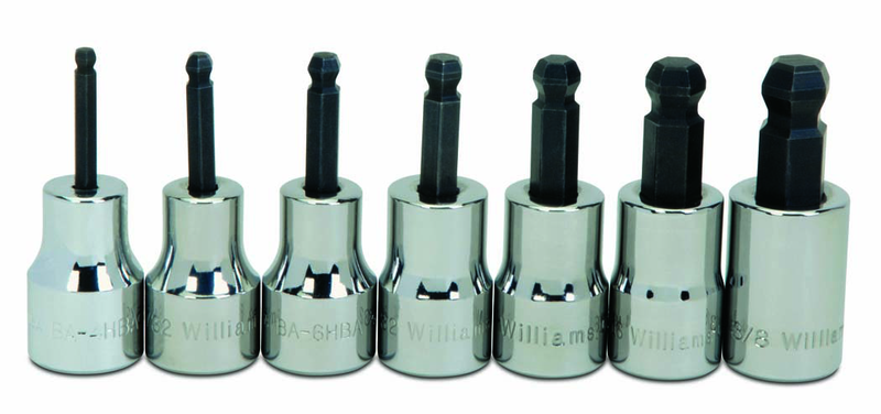 7 Piece - 1/8; 5/32; 3/16; 7/32; 1/4; 5/16; & 3/8" - 3/8" Drive - Ball Hex Socket Set - Industrial Tool & Supply