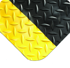 Diamond-Plate Select 19/16" x 2' x 75' Black/Yellow Work Mat - Industrial Tool & Supply
