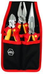 3 Piece - Insulated Belt Pack Pouch Set with 6.3" Diagonal Cutters; 8" Long Nose Pliers; 8" Combination Pliers in Belt Pack Pouch - Industrial Tool & Supply