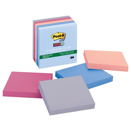 ‎Post-it Super Sticky Recycled Notes 654-5SSNRP 3″ × 3″ (76 mm × 76mm) Bali Collection - Exact Industrial Supply