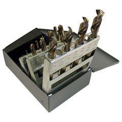 ‎1/16-1/2 RHS / RHC HSS-CO 8% (M42) 135 Degree Split Point Heavy Duty Cobalt Screw Machine Length Drill Set - Straw / Gold Oxide