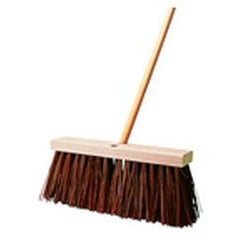 Street Broom, Hardwood Block, Palmyra Fill - Wide flared ends - Tapered handle holes - Industrial Tool & Supply