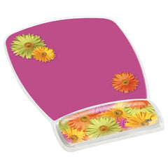 3M Gel Mousepad Wristrest MW308DS Compact Size Clear Gel Daisy Design 6.8″ × 8.6″ × 0.75″ - Industrial Tool & Supply